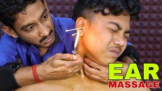 Ear Massage With Fire  Heavy Oil Massage  Head Massage & Hair Cracking  Neck Cracking ASMR