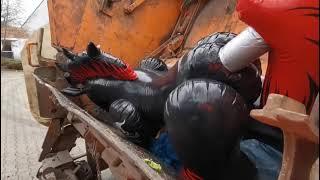 Inflatable animals in the garbage truck part 2 #garbage