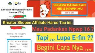 Pemula Harus TauMau Padankan NpWp tapi Lupa Efin 