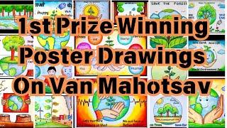 Van Mahotsav Drawing ideas Van Mahotsav Chart Project Making ideas  Plant Trees Save trees drawing