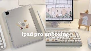 ipad pro 12.9” + apple pencil unboxing 𓈒 * aesthetic ipad accessories and decor 