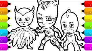 PJ Masks Coloring Pages  How to Draw Catboy Gekko and Owlette