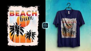 Summer Bum T-Shirt Design for Redbubble in Photoshop CC Tutorial