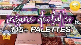 *EPIC* EYESHADOW PALETTE DECLUTTER  OVER 115+ PALETTES