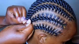 Learn how to Flat twist cornrows stitched flat twist or Spirals