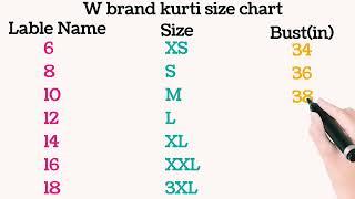 W brand kurti size chart for girls  W brand kurti  how to select size ? #online shopping