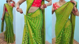 Banarashi silk saree draping in very easy steps  stone work silk saree DRAPING TUTORIAL for wedding