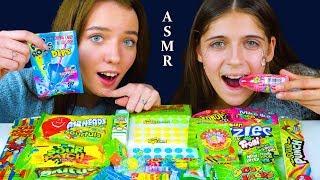ASMR TRYING SUPER SOUR EXTREME CANDY Gummy Candy Buttons Sour Patch Juicy Drop 먹방