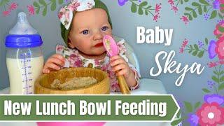 Reborn Baby Skya Feeding & Changing. New Bamboo Baby Bowl + New Outfit