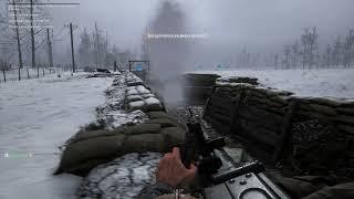 machine gunner clears trench