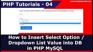 How to Insert Select Option  Dropdown List Value into database in PHP MySQL  PHP Tutorials - 4