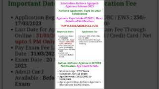 Airforce Agniveer Vayu Intake 022023 Recruitment 2023 Apply Online Form