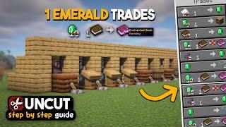 UNCUT TUTORIAL EASIEST Villager Trading Hall  ALL TRADES 1 EMERALD  Minecraft Java & Bedrock