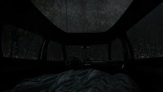 Rain and thunder soundDeep Sleep with Rain Sounds on Camping Car Window - Car Camping