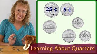 Learning about quarters 1st grade math lesson