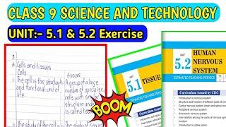 Class 9 Science unit 5 exercise in English  Tissue and Human nervous system 