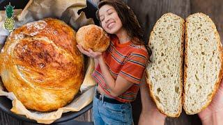 The EASIEST Homemade Artisan Bread No Kneading + 4-Ingredients