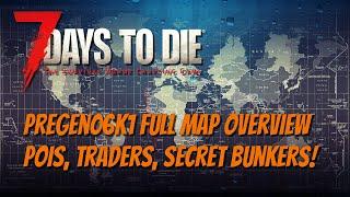 7DTD - Pregen06k1 Map Overview - Important POIs Secret Bunkers & More