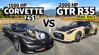 3500hp Drag Race… R35 GT-R vs C6 Corvette 7 Second Showdown  THIS vs THAT