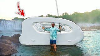Camping Under A SPILLWAY On My European Imported INFLATABLE HOUSEBOAT shoal bass