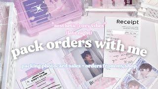 pack orders with me️packing photocards and orders from my kpop small business calming bgm asmr