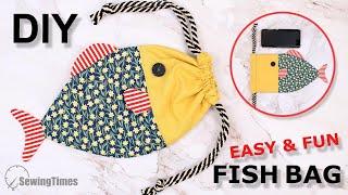 DIY FISH DRAWSTRING BAG  Fun & Easy Sewing Craft Idea sewingtimes