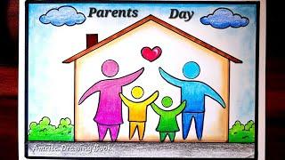 Parents Day Poster Drawing  Parents Day card making idea  International family day drawing easy