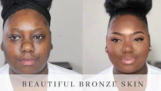 My EVERYDAY Bronze & Glowy Makeup Routine ALL DRUGSTORE Nude Lipgloss for Darkskin