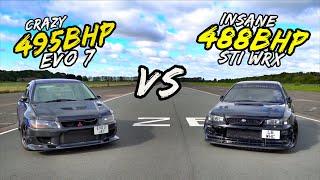 495BHP MITSUBISHI EVO 7 VS 488BHP IMPREZA WRX STI - OG BATTLES