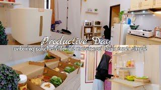 Vlog Ibu Rumah Tangga  Unboxing Paket Estetik  Ide Masak Simple  Bersih Bersih Dapur Minimalis