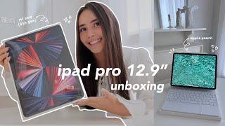  iPad Pro 12.9 M1 chip unboxing  apple pencil 2 magic keyboard + accessories asmr & aesthetic