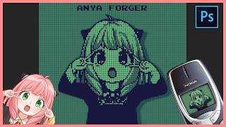  Photoshop Tutorial  How to Turn Anime into Classic Pixel Art in Photoshop - Anya Forger