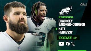 C.J. Gardner-Johnson & Matt Hennessy Eagles introductory press conference  Today at 1pm