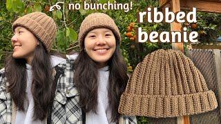 Easy Crochet Ribbed Beanie Tutorial for Beginners  No Bunch Beanie  Knit-Like Crochet Beanie