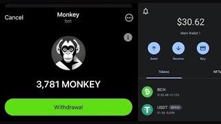 Claim MONKEY on Monkeycost telegram bot Connect wallet and withdraw on Monkey airdrop