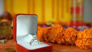 Closeup shot of Indian brides engagement ring on a decorated ...  Indian Stock Footage  Knot9