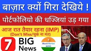 बाजार क्यों गिरा देखिये SHARE MARKET LATEST NEWS TODAY • WHY MARKET IS FALLING • STOCK MARKET INDIA