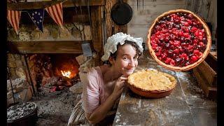 Baking an Amazing Cherry Raspberry Pie from 1808 Real Historic Dishes Fire Baked Pie ASMR