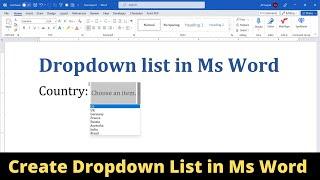 How to create and edit drop down list in Ms Word 2023