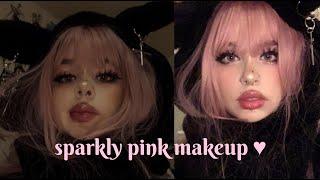 pink & sparkly dolly makeup 