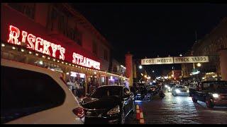 Walking in Fort Worth Stockyards at Night DFW