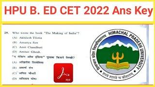 Himachal Pradesh University B. ED Common Entrance Test 2022 Solved Paper with Answer key  HPU B.ED