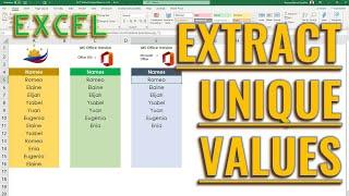 Excel How to Extract Unique Values in a List