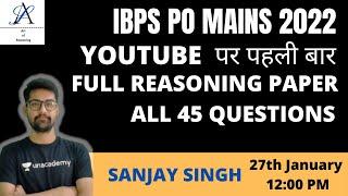 IBPS PO MAINS 2022 REASONING MEMORY BASED PAPER  IBPS PO MAINS 2021  SANJAY SIR