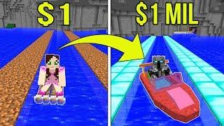 Minecraft 1 DOLLAR BOAT VS 1000000 DOLLAR RAINBOW BOAT Crafting Mini-Game