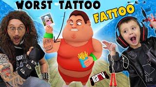 FAT DUDES & TATTOOS  I LOST 350lbs in under 20 Minutes FGTeeV INK INC. + Fit the Fat