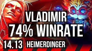 VLADIMIR vs HEIMERDINGER TOP  74% winrate 514  EUW Master  14.13
