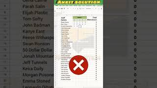 Attendance sheet with formula #shorts #excel