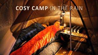 Cosy Camping in Rain Sun and Wind  Relax Eat Sleep in Tipi Tent ASMR 