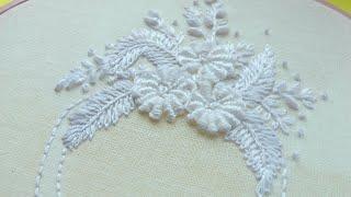 White embroidery Flower Heart Magic stitches